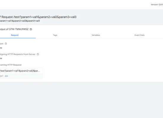 Preview Mode ssGTM after successful manual provision of the tagging server