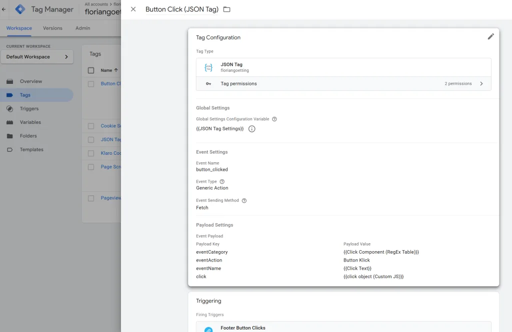 JSON Tag Configuration Example